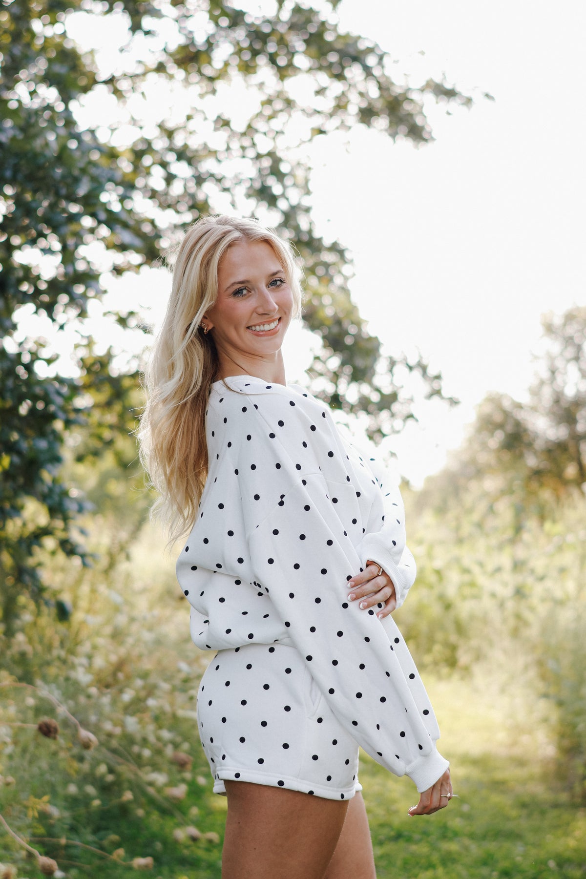White Polka Dot Crewneck