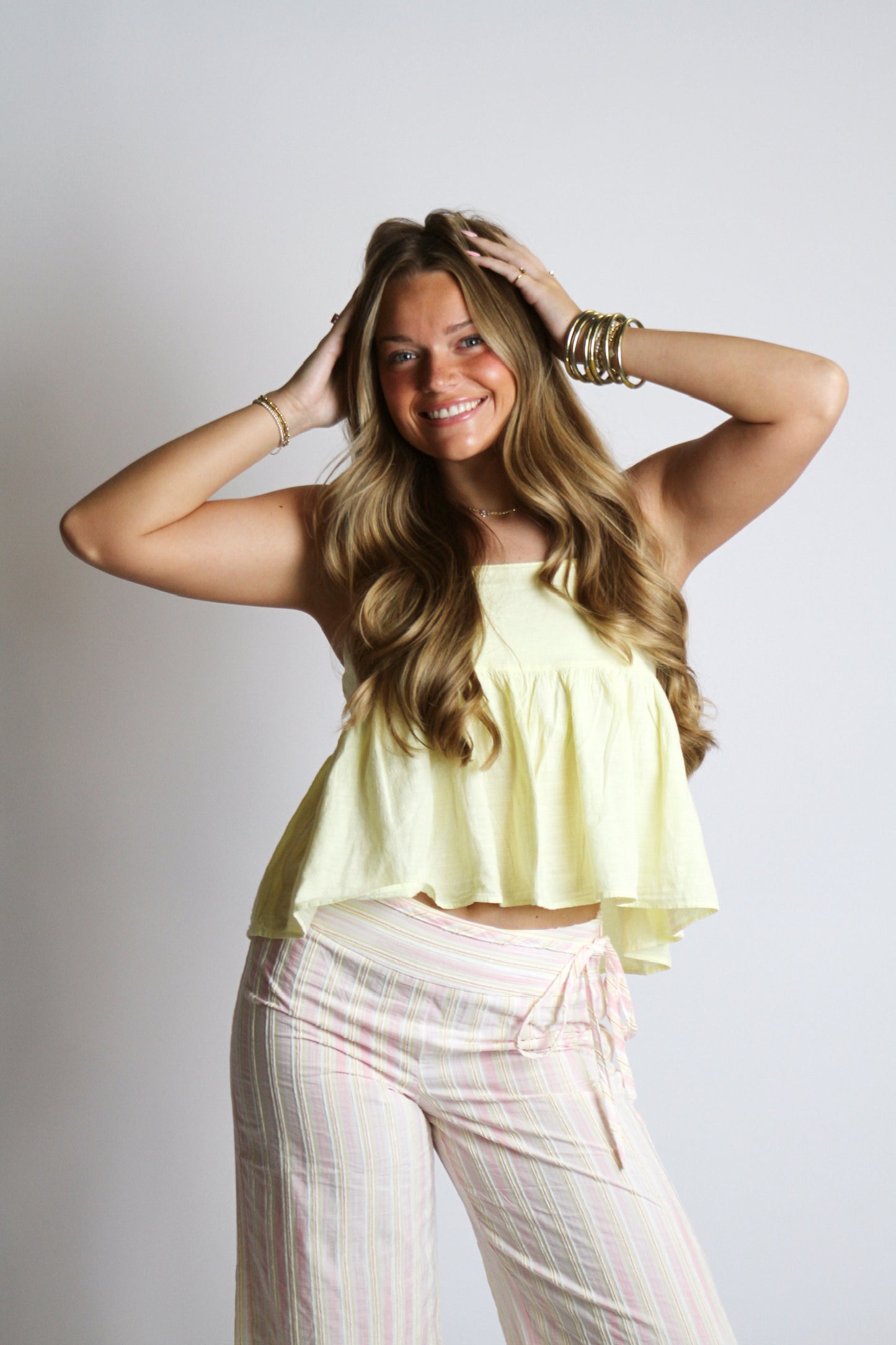 Sunset Striped Linen Tie Pants