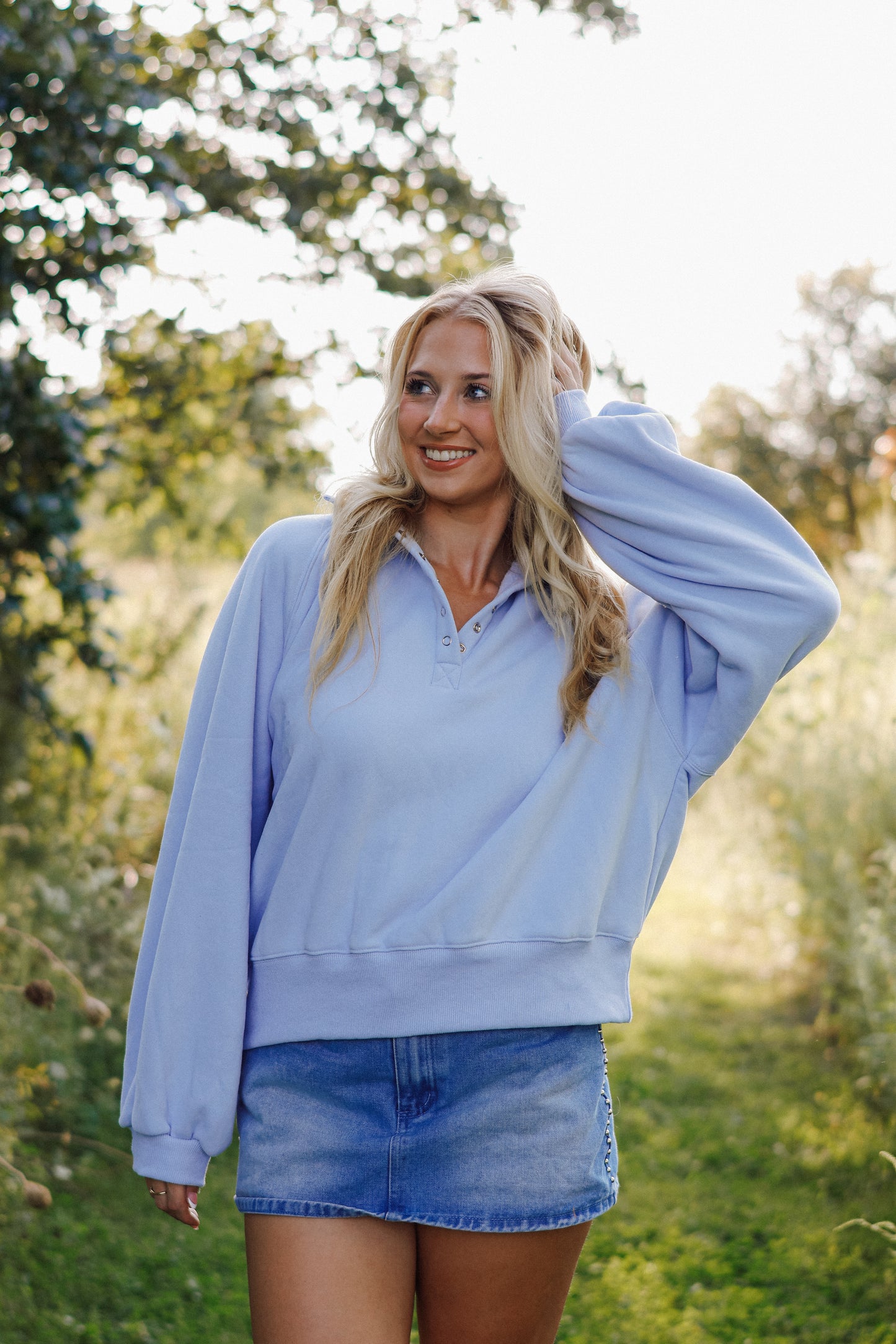 Blue Snap Crewneck