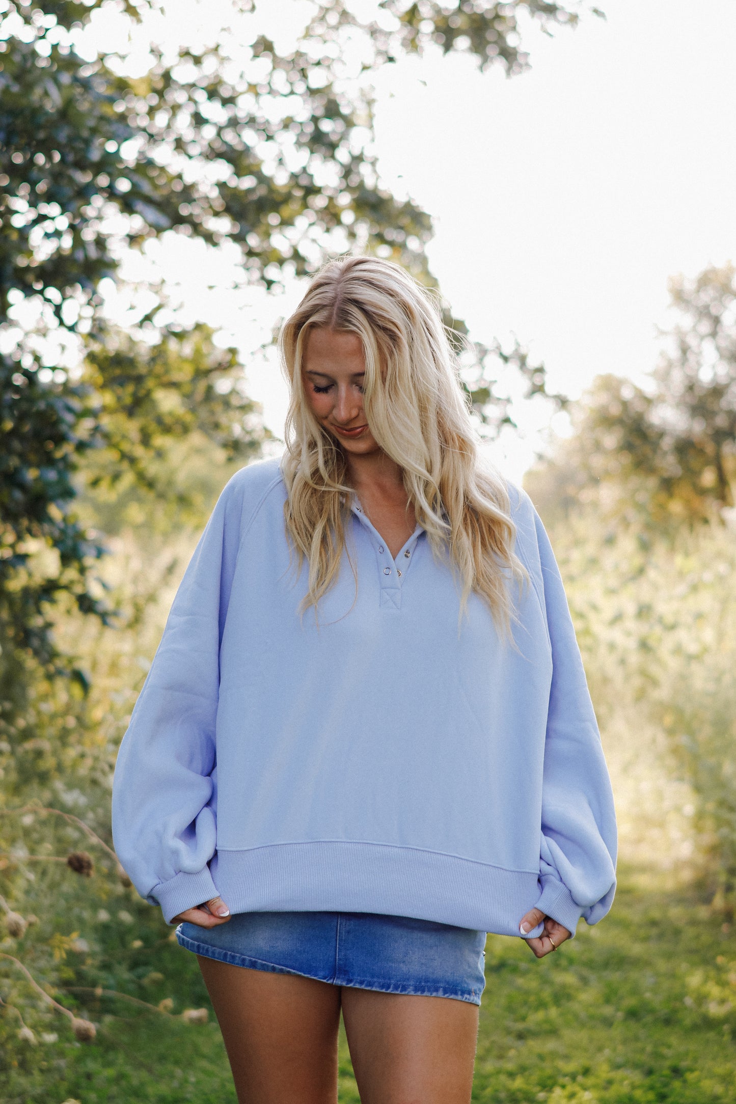 Blue Snap Crewneck