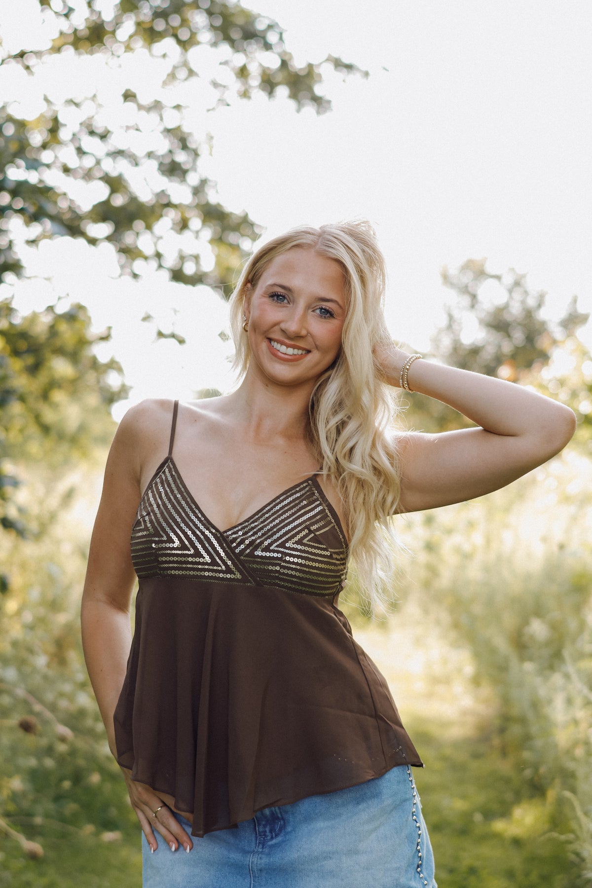 Brown Sequin Top