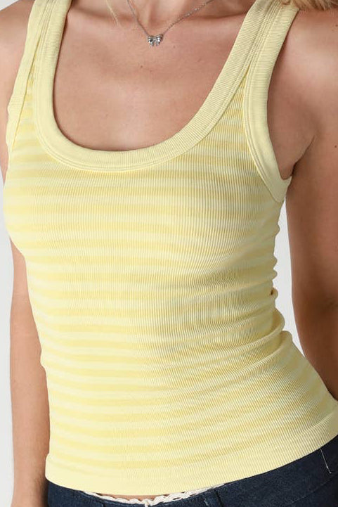 Banana Striped Thick Strap Tank