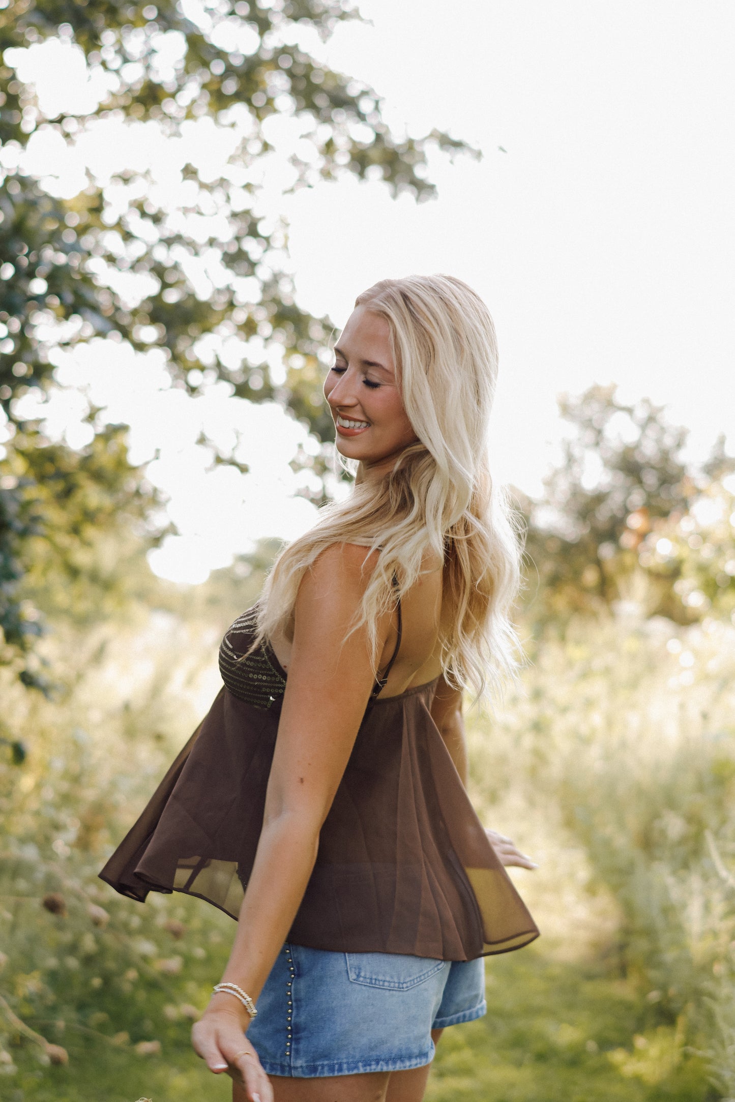 Brown Sequin Top