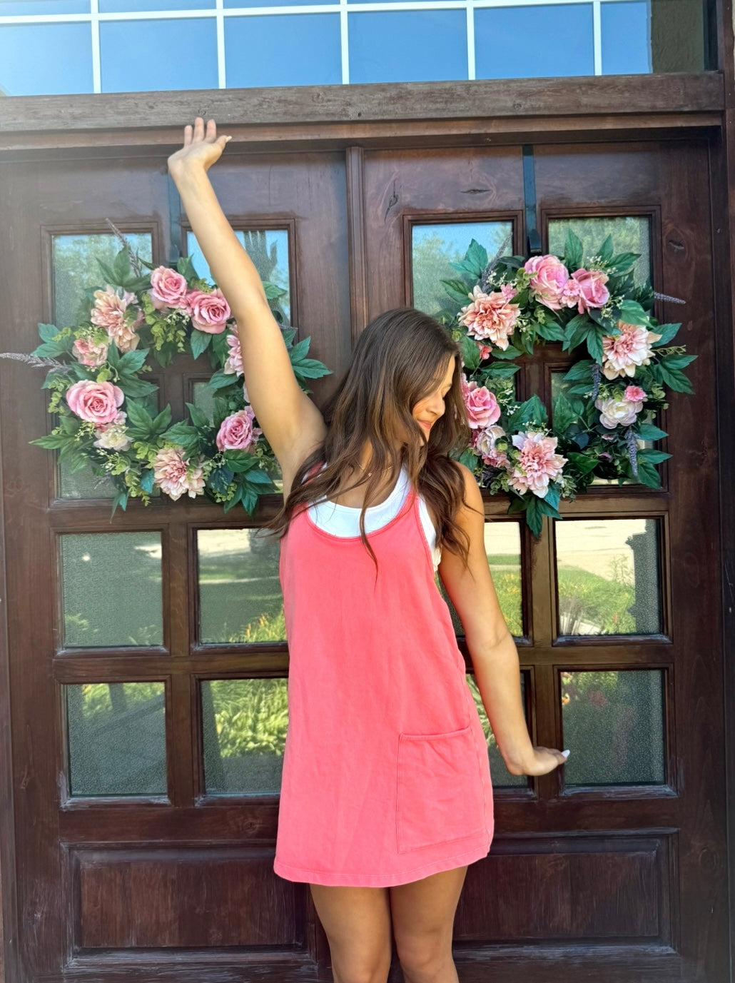 Coral Haze Romper Dress