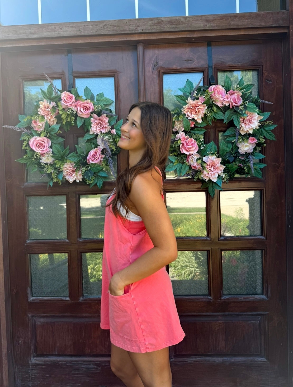 Coral Haze Romper Dress
