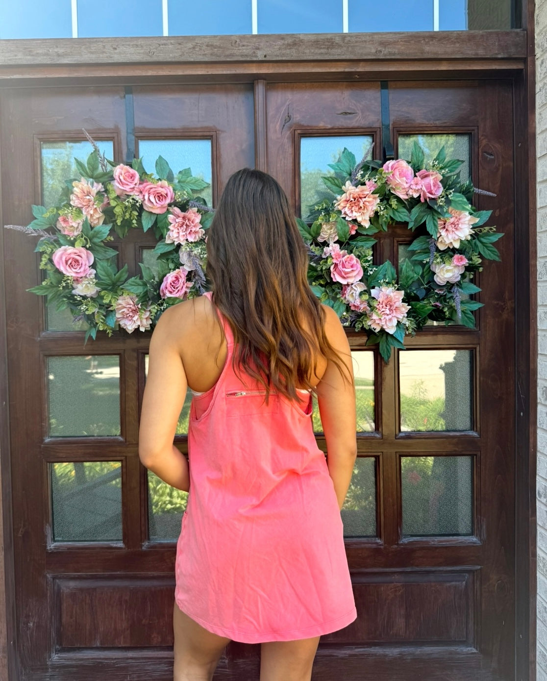 Coral Haze Romper Dress
