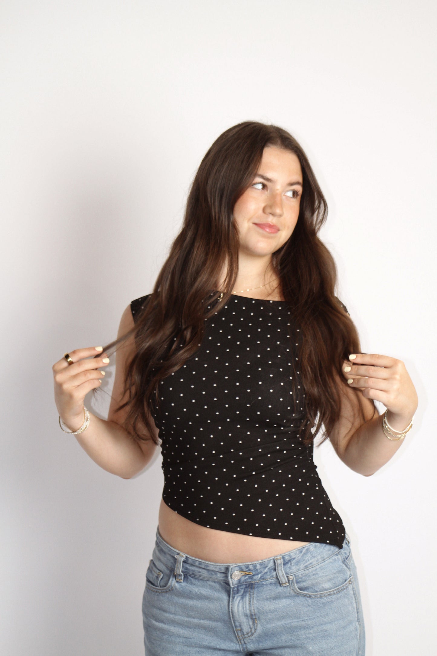 Polka Dot Asymmetrical Top