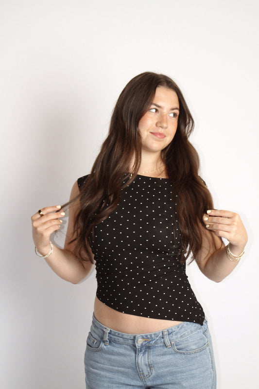 Polka Dot Asymmetrical Top