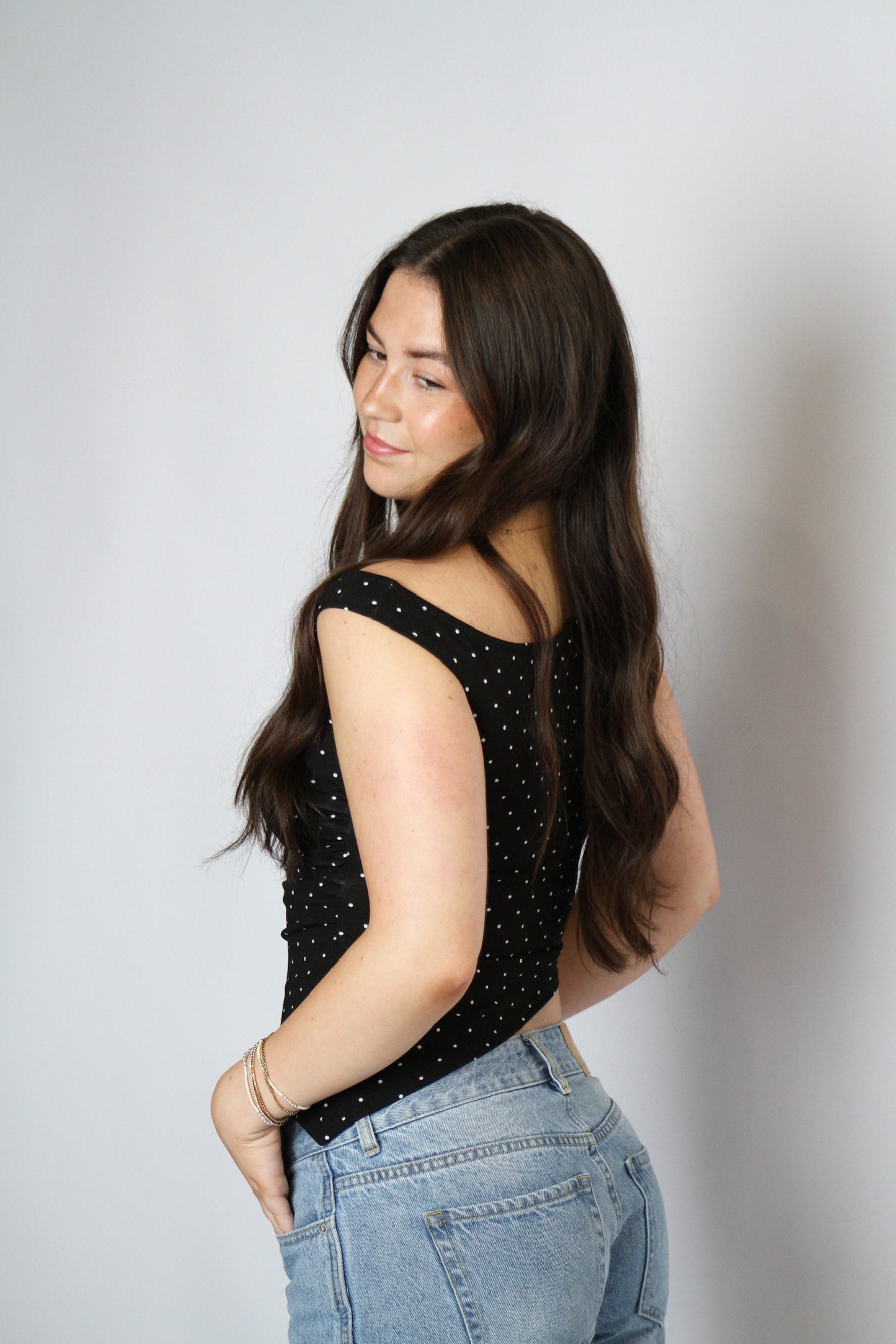 Polka Dot Asymmetrical Top