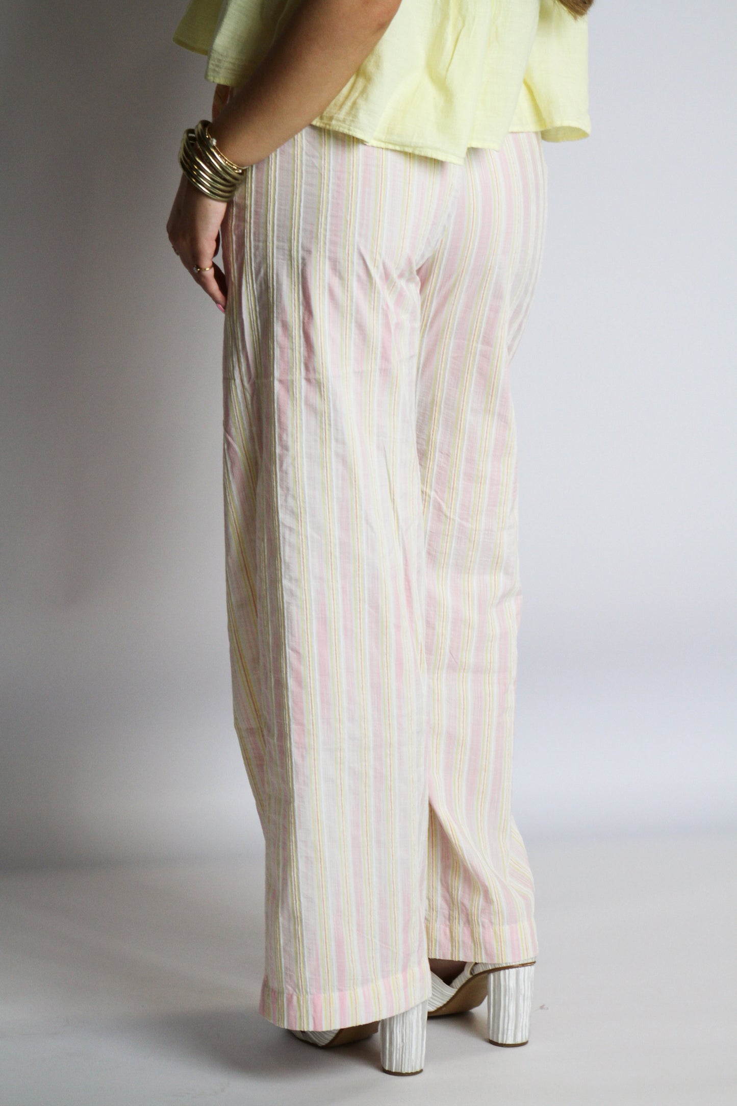 Sunset Striped Linen Tie Pants