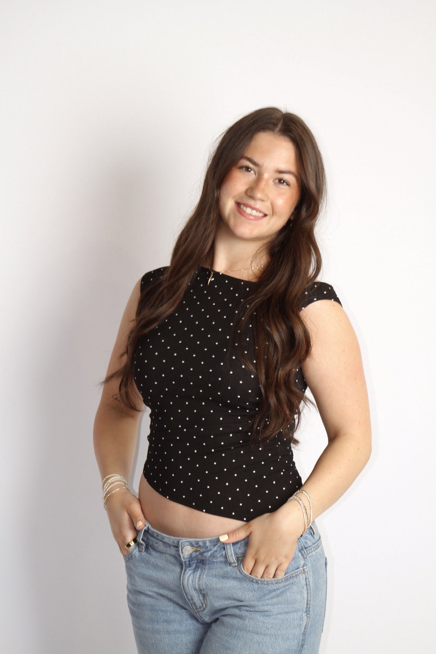 Polka Dot Asymmetrical Top