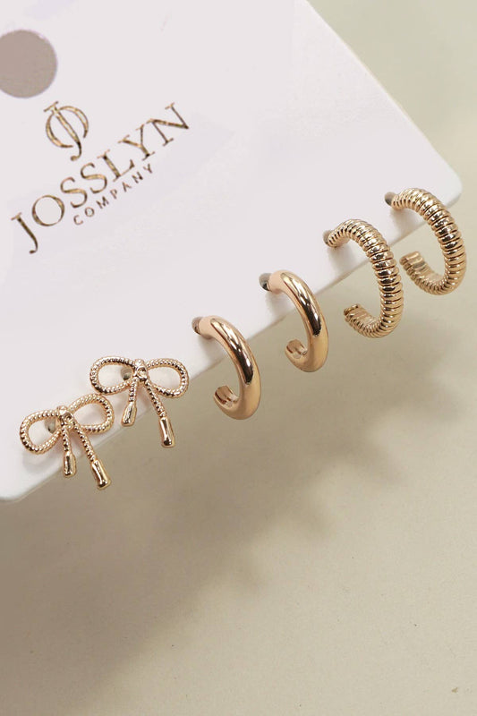 Mini Bow Hoop Trio Earrings